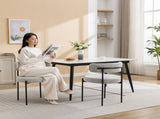 Burbank Modern Round Boucle Dining Chairs, Set of 2, Black White T2574P180243