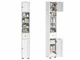 White MDF with vertical stripes, 20*20*180cm, 1 drawer, 2 doors, 4 shelves, narrow bathroom vanity 04438607