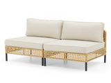 Outdoor Natural Wicker Sofa Boho Patio Sectional Loveseat Furniture Set with Beige Csuhions T3773P419998