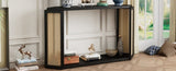 TREXM Unique Arrow-Shaped Design Console Table with Open Shelf and Rattan Side for Living Room and N715P228111B