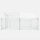 10 ft. x 13 ft. Galvanized Large Metal Walk in Chicken Coop Cage Farm Poultry Run Hutch Hen House 76655870