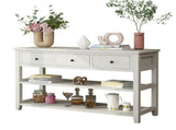 Console Table with Wood Frame and Legs, Sofa Table Entryway Table with 3 Drawers and 2 Open Shelves 19496319