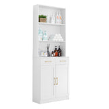 ZNTS Bathroom Storage Cabinet, Cabinet with Two Doors and Drawers, Adjustable Three-layer Open N725P186645W