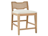 28" Farmhouse Barstools Set of 2,Upholstered Armless Iron Counter Stools with Natural Rattan N762P411404D