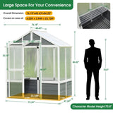 ZNTS Greenhouse, Wooden Greenhouse Polycarbonate Garden Shed fors, 76''x48''x86'' Walk-in Outdoor 32329616