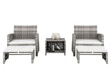 5pcs 2 Chairs 2 Footstools 1 Coffee Table Combination Sofa Gray Gradient 32732879