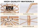 Oversized 360&deg Swivel Rattan Egg Chair Wicker Indoor Outdoor Patio Lounge Chair with Removable T5880P501003