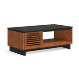 47" Coffee Table, No Assembly Required, Black with Bourbon Finish B108P160164