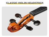 Brand new 4/4 natural tiger-striped acoustic violin set includes pitch stickers, tuner, strings, 00914911
