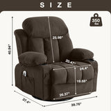 Swinging recliner massage heated sofa, with USB and 2 cup holders in side pockets, W1807P298214
