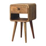 Artisan Furniture Solid Wood Mini Oak-ish Curve Lower nightstand B182P279316