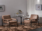 Single Iron Frame Chair Light Brown Technology Fabric Indoor Leisure Chair 43319375