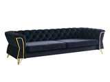 Modern Tufted Velvet Sofa 87.4 inch for Living Room Black Color W579107799