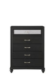 1pc Luxury Glam Five Drawer Chest with Two-Toned Drawer Black Finish Shimmering Accents B011P234293