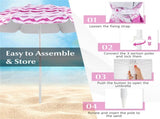 4-Piece Beach Set with 6.2ft Sun-Proof Umbrella, 2 Folding Chairs & 80"x80" Waterproof Blanket-Pink 29218585