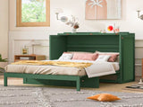 Full Size Murphy Bed with Large Drawers,Green N708P336203F