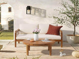 Outdoor Acacia Wood Loveseat & Coffee Table Set with Handwoven Rope, Teak Finish N768P363954T