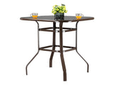 Wrought Iron Glass High Bar Table Patio Bar Table Brown 75817084