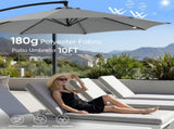 Outdoor Patio Umbrella, 10ft Offset Hanging Patio Umbrella with Aluminum Stand, 8 Ribs, UV 93855832