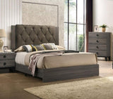 ZNTS Contemporary 1pc Queen Size Bed Bedroom Furniture Tufted Design Headboard Rubberwood 1pc Bedframe B011P236787