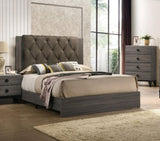 Contemporary 1pc Queen Size Bed Bedroom Furniture Tufted Design Headboard Rubberwood 1pc Bedframe B011P236787