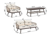 4-Piece Outdoor Patio Furniture Set, Metal Chairs with Woven Rope U-Shaped Backrest,Outdoor N780P209458R