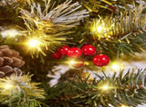 Set of 2 3FT Frosted Tabletop Christmas Trees with Warm White LED Lights, Pinecones & Berries, Green 05830134