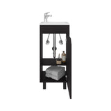 Bethel Wide One-Door Cabinet, Free Standing Vanity With Resin Sink And Two Shelves, Bathroom B200P335377