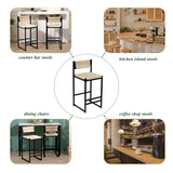 Creamy White Paper Rope Woven Bar Stools Set of 2 Hand Weave Counter Stool with footrest for Kitchen W1757138689