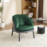 Velvet Accent Chair Barrel Chair with Metal Legs Modern Comfy Armchair Accent Reading Chair for 70121203