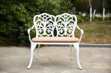 Patio Garden Bench Metal Park Bench Cast Aluminum Outdoor Furniture with Floral Rose for W640P250989