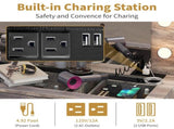 9-Drawer Table Set with 12 Tri-Color Light Bulbs and Power Strip Glass-Topped Particleboard 83721046