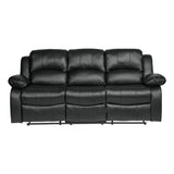 Comfortable Double Reclining Sofa 1pc Black Bonded Leather Match Solid Wood Plywood Frame Living B01166426