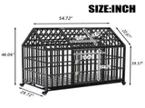 55" Heavy Duty Dog Crate Large Dog cage Strong Metal Dog Kennels and Crates for Large Dogs with 4 W206P453115