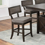 ZNTS Kitchen Dining Room Chairs Solid wood & Veneer 2pcs High Chair Set Cushion Curved Seat back Rustic B011P160332