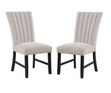 Unique Contemporary Gray Boucle Fabric Set of 2pc Dining Chairs Black Wooden Legs Parson Side Chair B011P234754