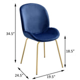 Blue and Gold Solid Back Side Chairs B062P185660