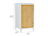 Living Room Side Cabinet with Bamboo Slats Door, Natural White 62377944