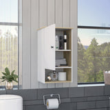 Medicine Single Door Cabinet 28" H, One Shelf, Two Interior Shelves, Light Oak / White B097133246