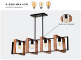 4-Light Kitchen Island Lights Pendant Light Farmhouse Dining Room Light Fixture, Rustic Wood and W1592P233389