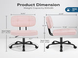 Armless Office Chair Adjustable PU Leather Desk Chair with Wheels Padded Low-Back Swivel Vanity 93304772