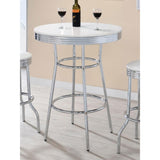 ZNTS Werner Glossy White and Chrome Round Bar Table B062P145619