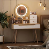 ZNTS Makeup Vanity Desk 3 Adjustable Lighted Mirror solid wood table feet , Dressing Table Set 08035999