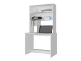 Motley Computer Hutch Desk, Lower Shelf, Four Shelves, White B097P474289