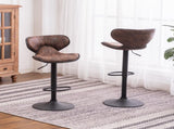 Masaccio Weathered Upholstery Airlift Adjustable Swivel Barstool with Chrome Base, Set of 2, Brown T2574P165091