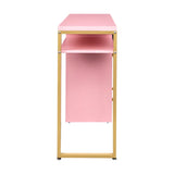 ZNTS FCH pink particle board iron pipe 97*35*78cm 2 drawers and 1 door computer desk can be used in 37906813