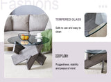 Round glass coffee table, 33.4" modern design unique coffee table. Tempered glass top with grey W1151P180317