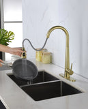 ZNTS Gold Kitchen Faucets with Pull Down Sprayer, Kitchen Sink Faucet with Pull Out Sprayer, Fingerprint K-4012-BG