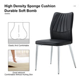 Four black dining chairs. Modern chairs from the Middle Ages. Made of PU material cushion and silver W1151135495