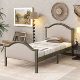 ZNTS Twin Size Bed Frame with Headboard and Footboard, Upholstered Twin Platform Bed with Strong Wooden W504140832